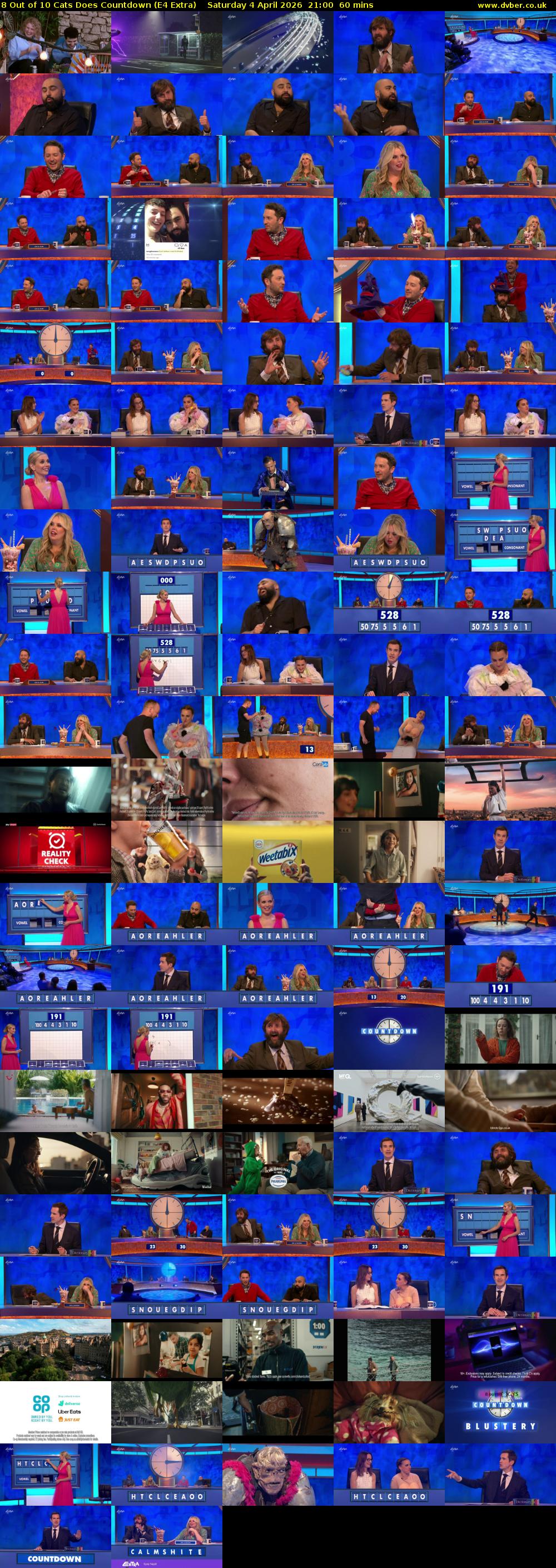 8 Out of 10 Cats Does Countdown (E4 Extra) Saturday 4 April 2026 21:00 - 22:00