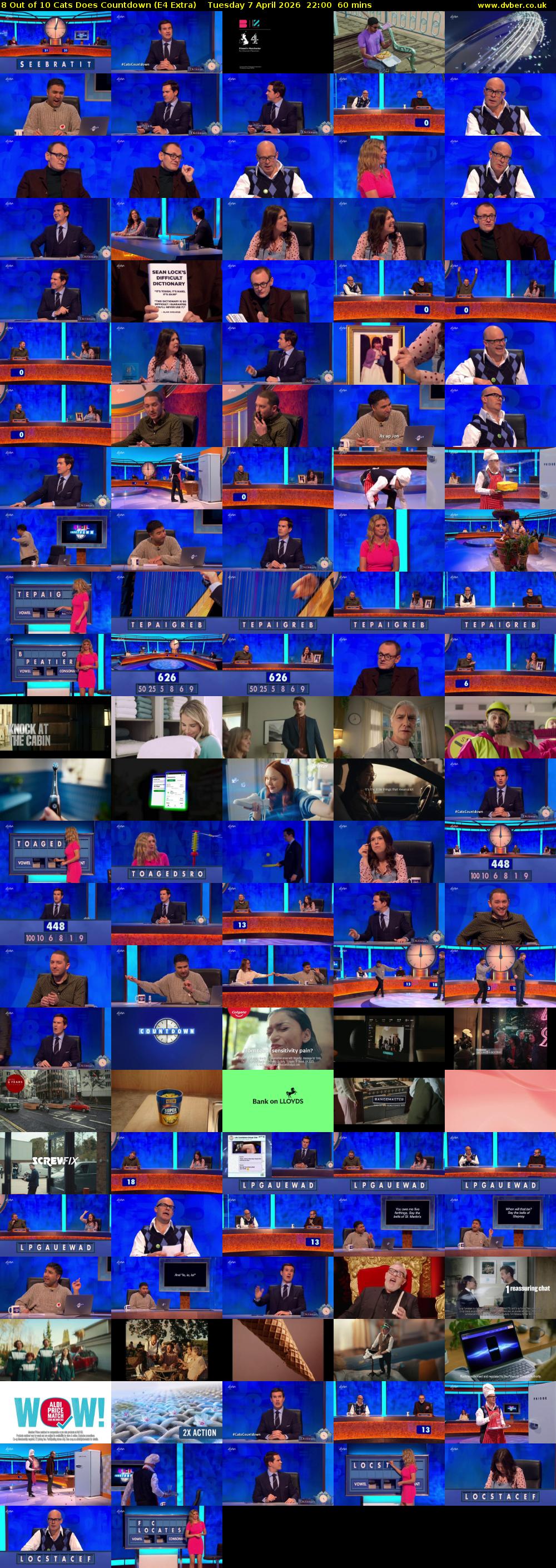 8 Out of 10 Cats Does Countdown (E4 Extra) Tuesday 7 April 2026 22:00 - 23:00