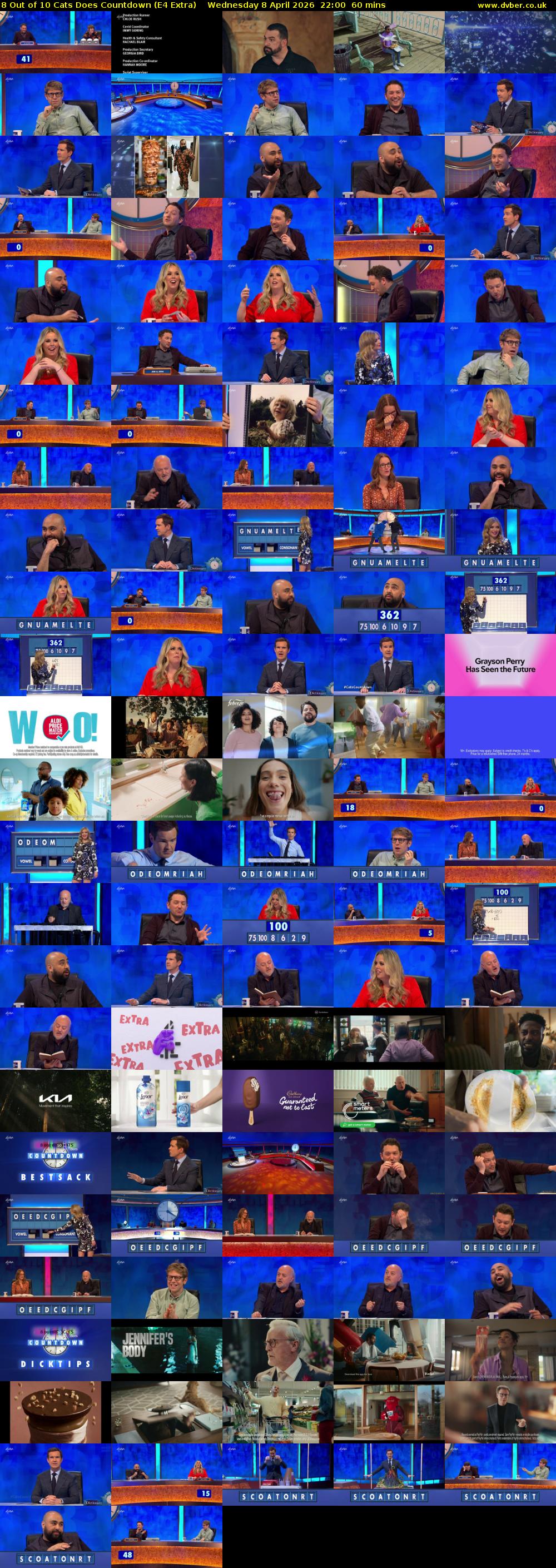 8 Out of 10 Cats Does Countdown (E4 Extra) Wednesday 8 April 2026 22:00 - 23:00