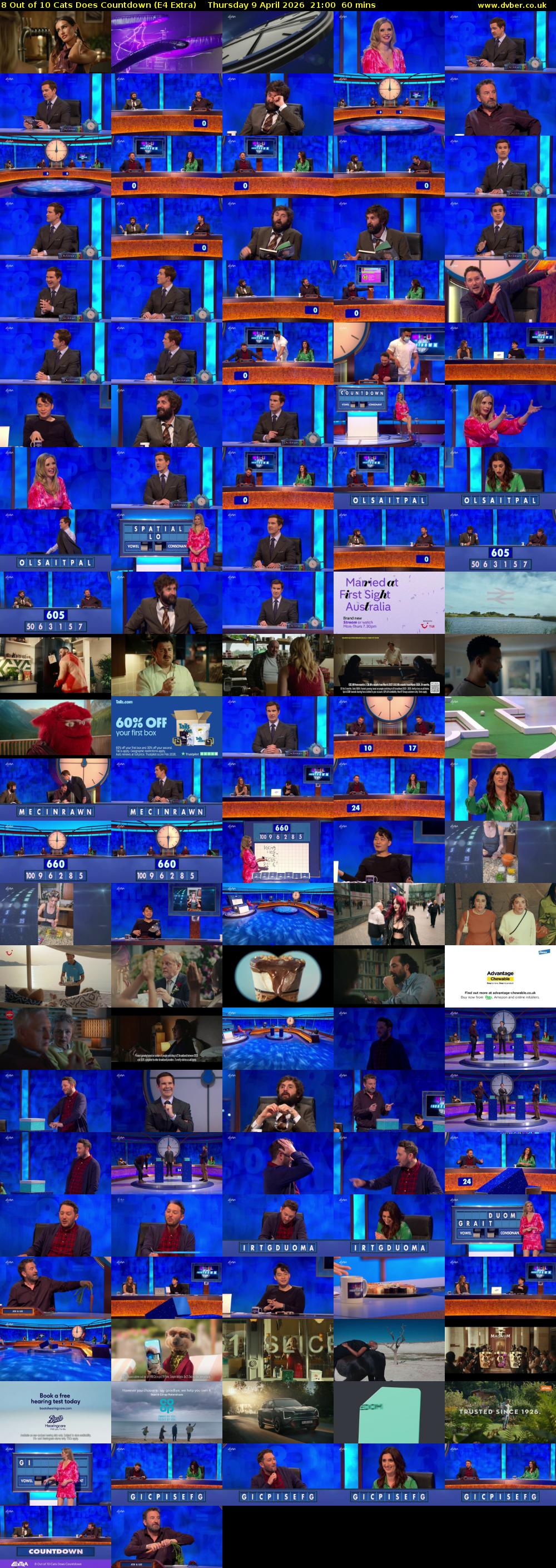 8 Out of 10 Cats Does Countdown (E4 Extra) Thursday 9 April 2026 21:00 - 22:00