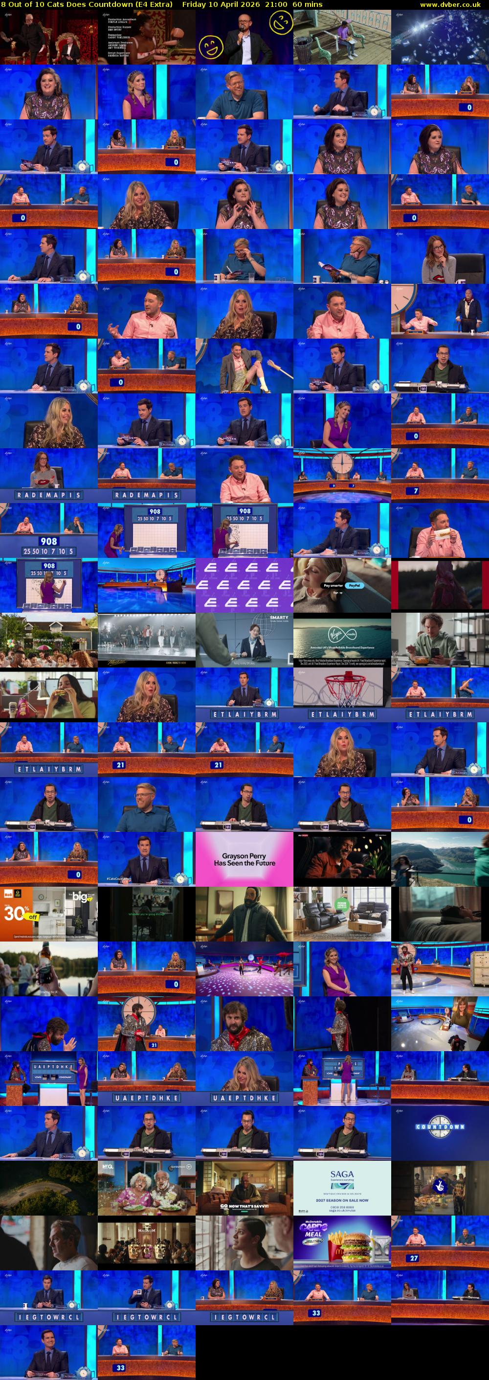 8 Out of 10 Cats Does Countdown (E4 Extra) Friday 10 April 2026 21:00 - 22:00