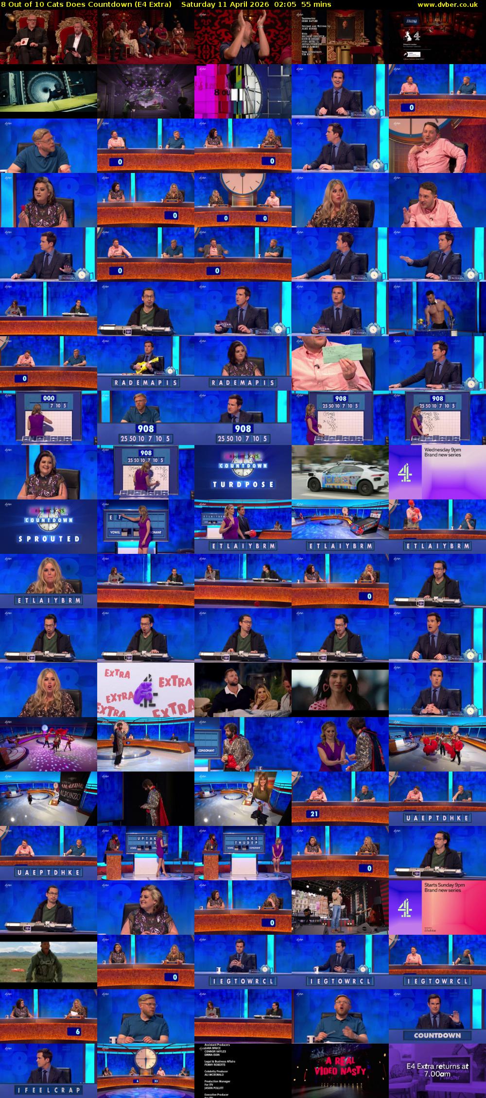 8 Out of 10 Cats Does Countdown (E4 Extra) Saturday 11 April 2026 02:05 - 03:00