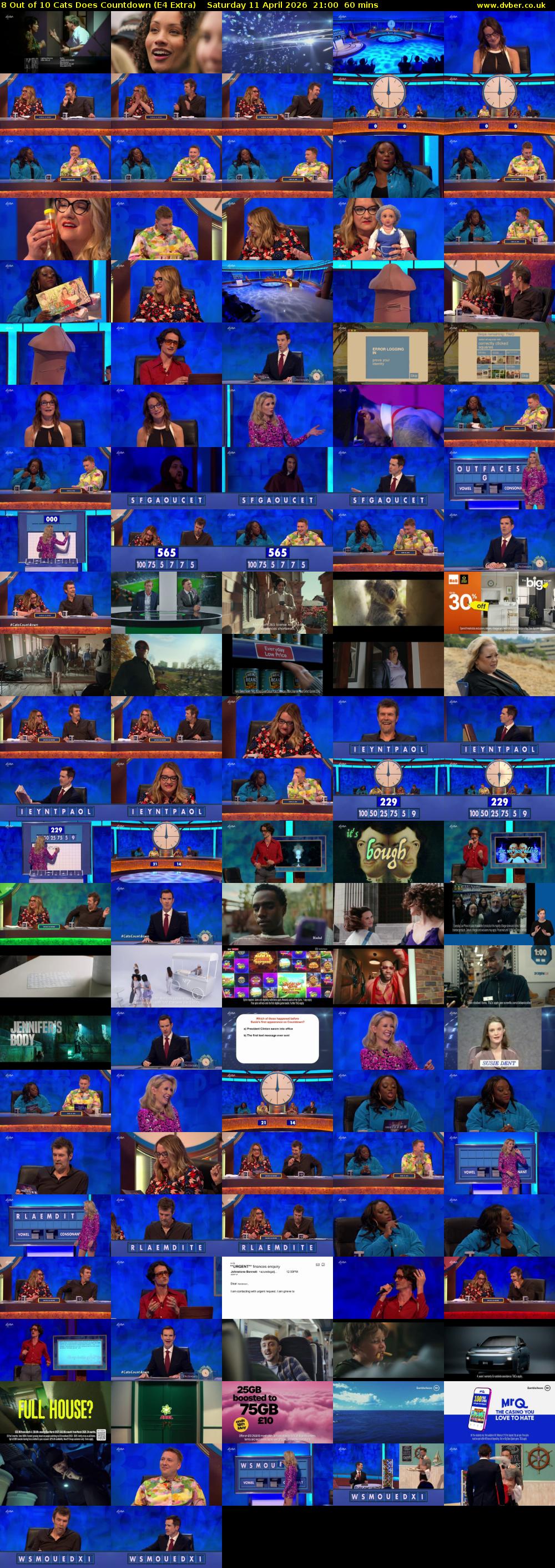 8 Out of 10 Cats Does Countdown (E4 Extra) Saturday 11 April 2026 21:00 - 22:00
