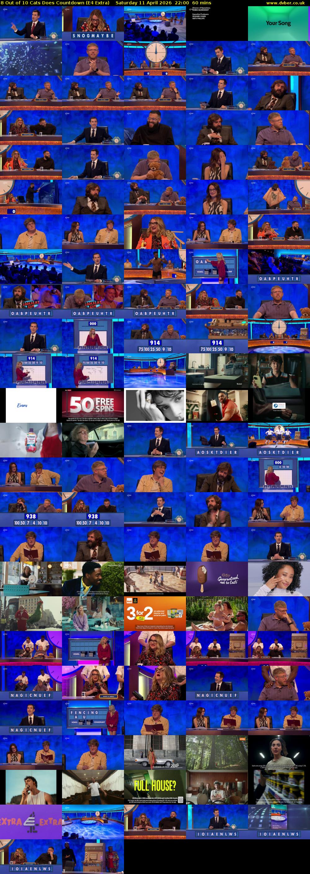 8 Out of 10 Cats Does Countdown (E4 Extra) Saturday 11 April 2026 22:00 - 23:00