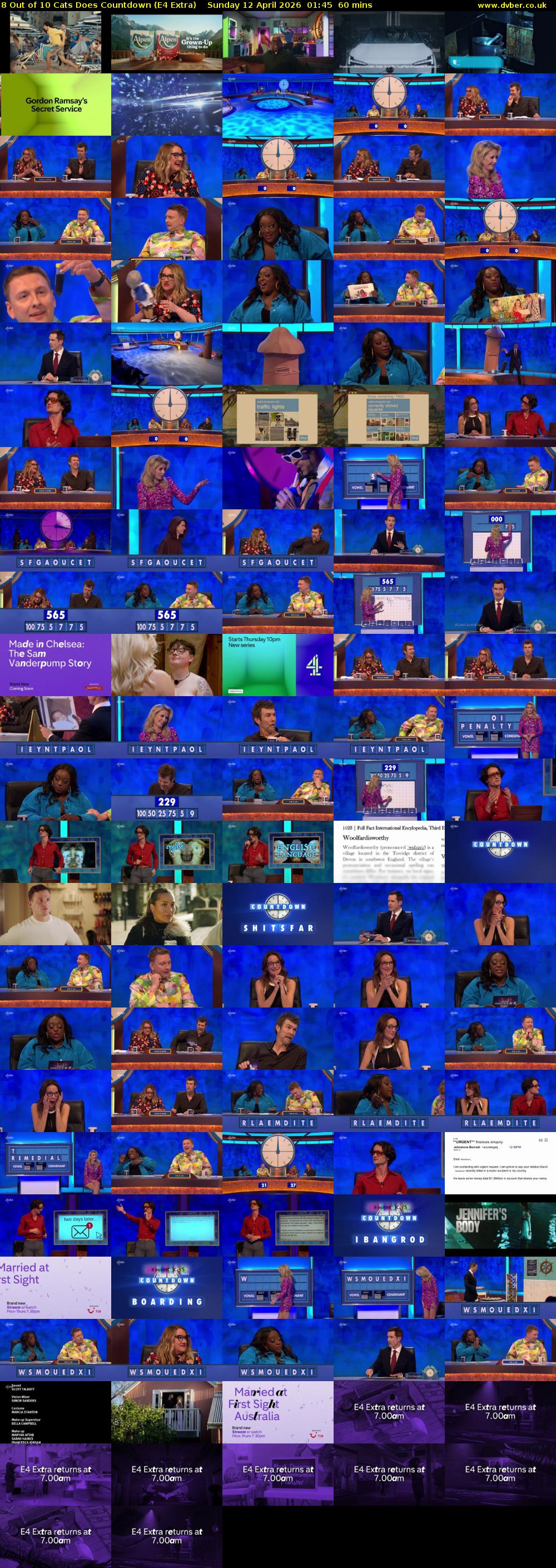 8 Out of 10 Cats Does Countdown (E4 Extra) Sunday 12 April 2026 01:45 - 02:45