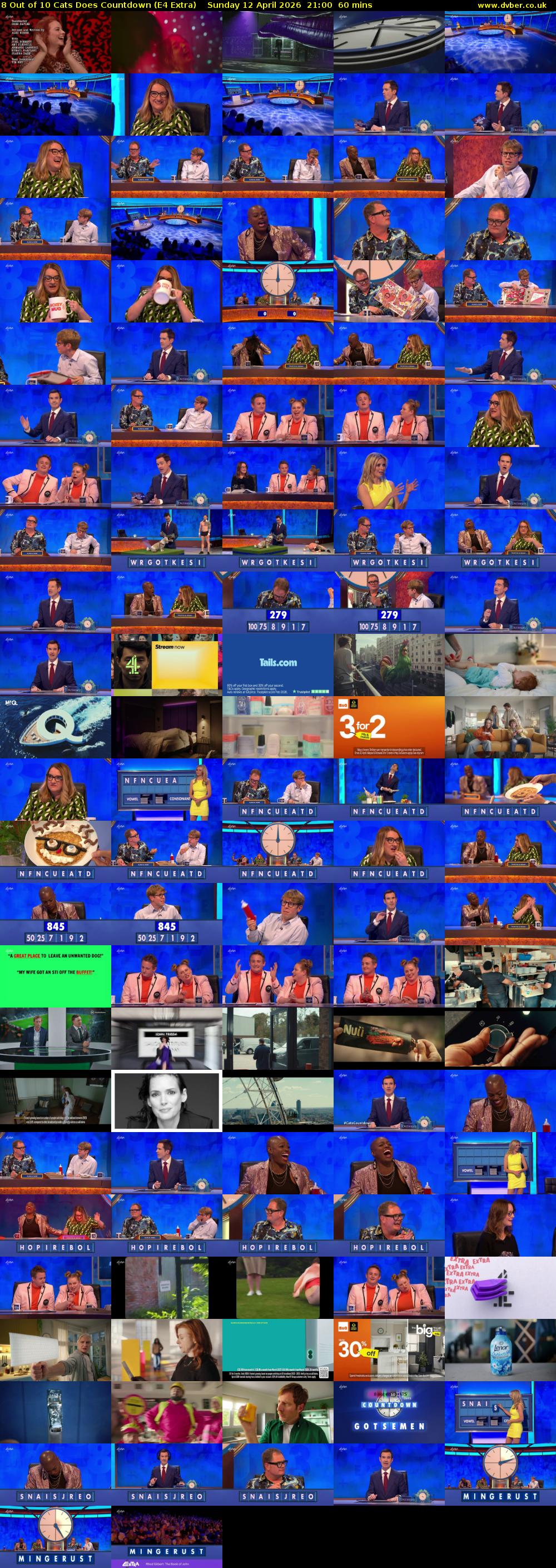 8 Out of 10 Cats Does Countdown (E4 Extra) Sunday 12 April 2026 21:00 - 22:00