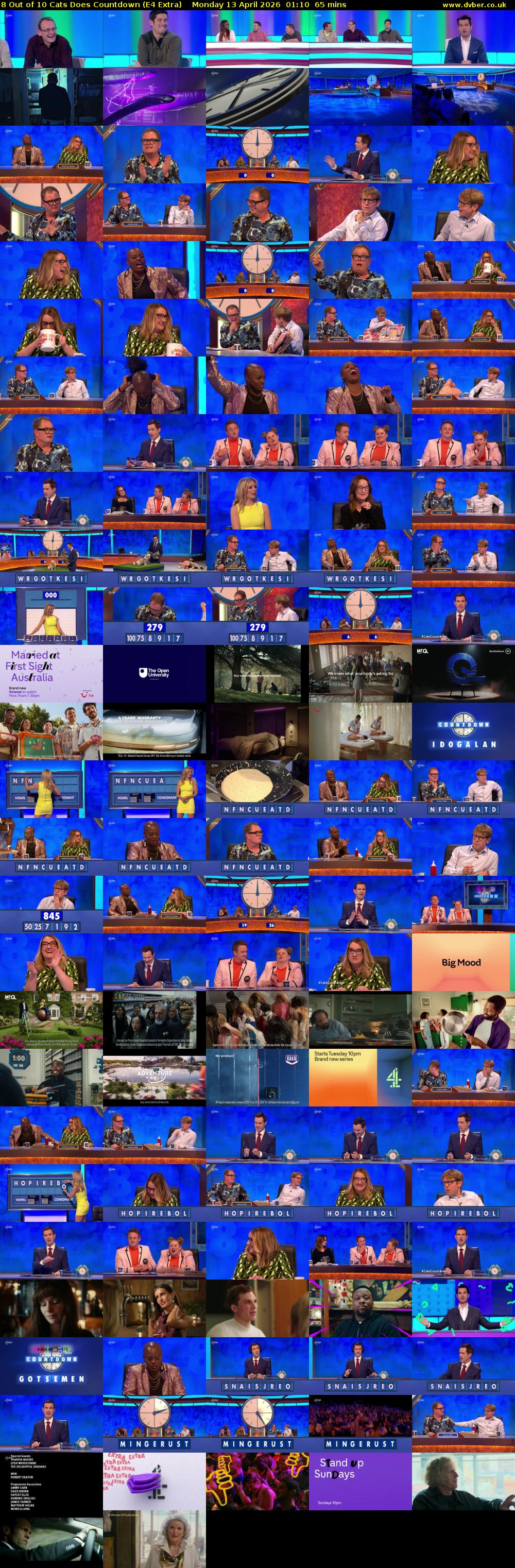 8 Out of 10 Cats Does Countdown (E4 Extra) Monday 13 April 2026 01:10 - 02:15