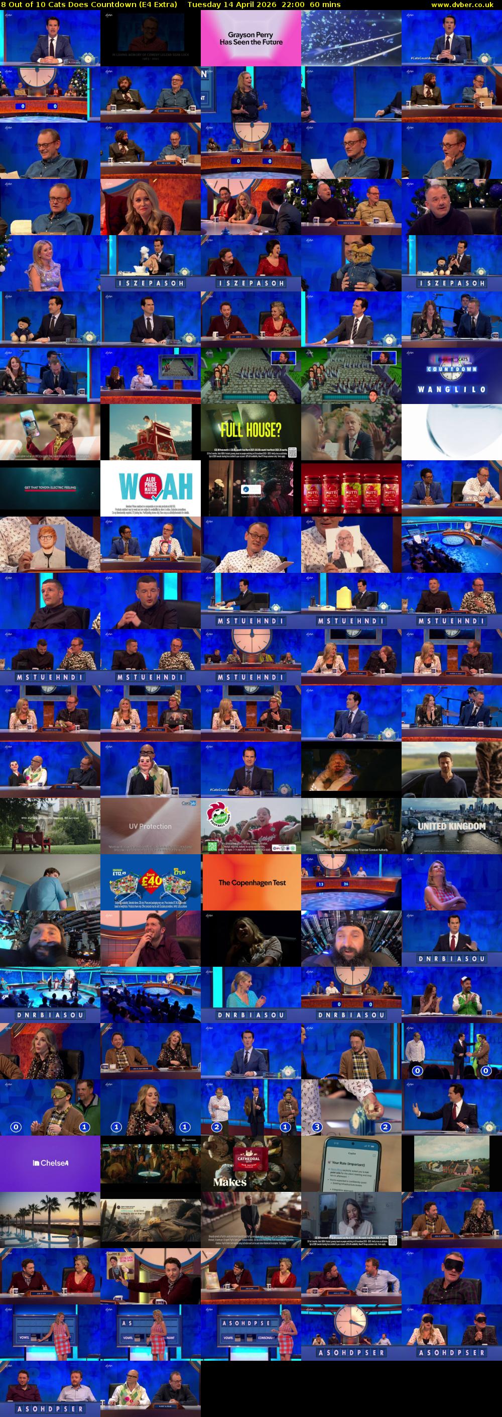 8 Out of 10 Cats Does Countdown (E4 Extra) Tuesday 14 April 2026 22:00 - 23:00