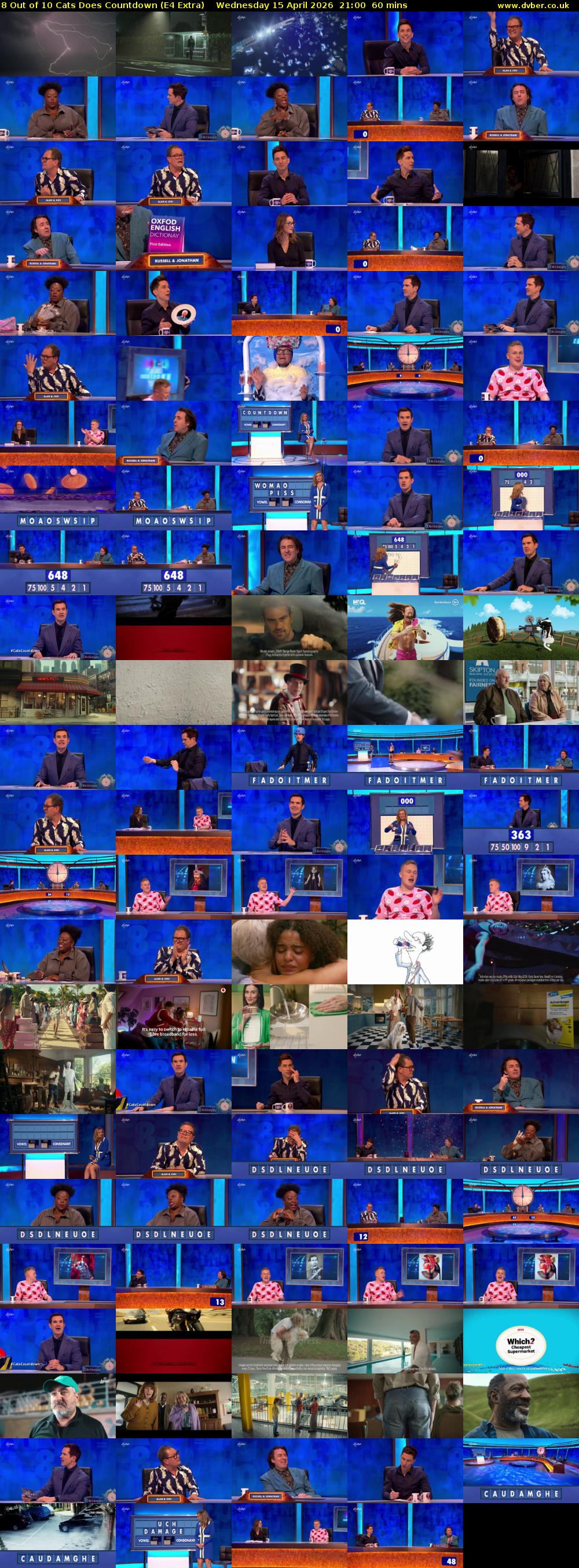 8 Out of 10 Cats Does Countdown (E4 Extra) Wednesday 15 April 2026 21:00 - 22:00