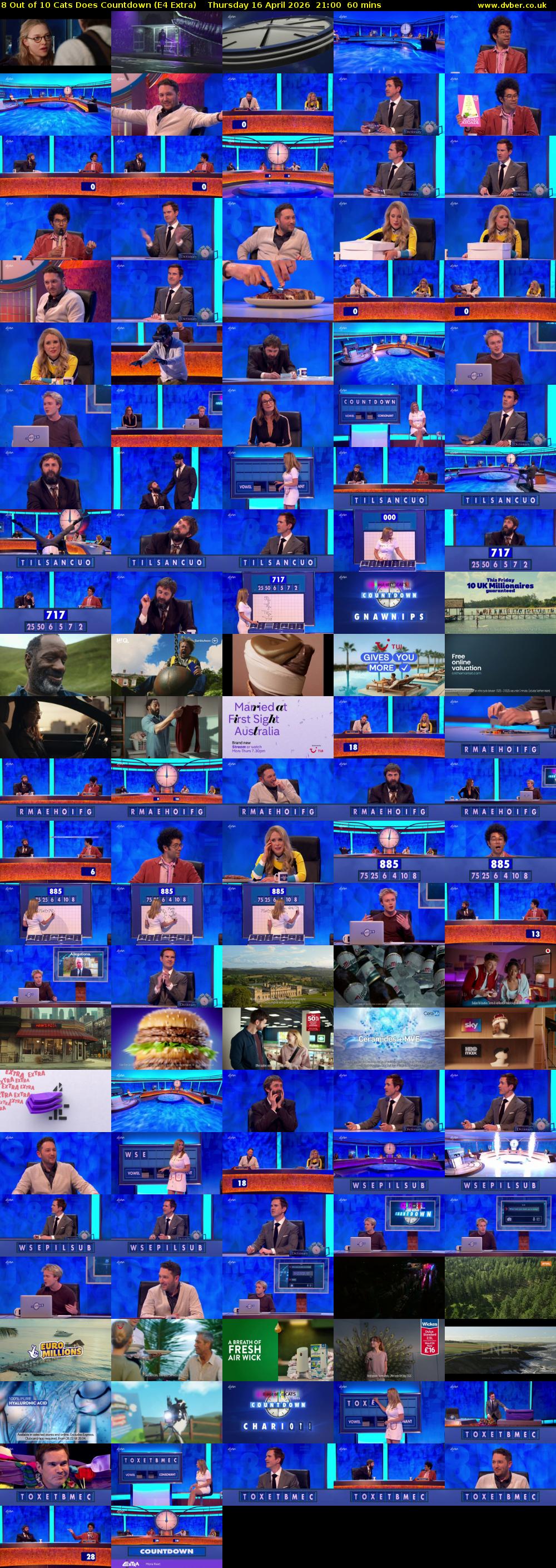 8 Out of 10 Cats Does Countdown (E4 Extra) Thursday 16 April 2026 21:00 - 22:00