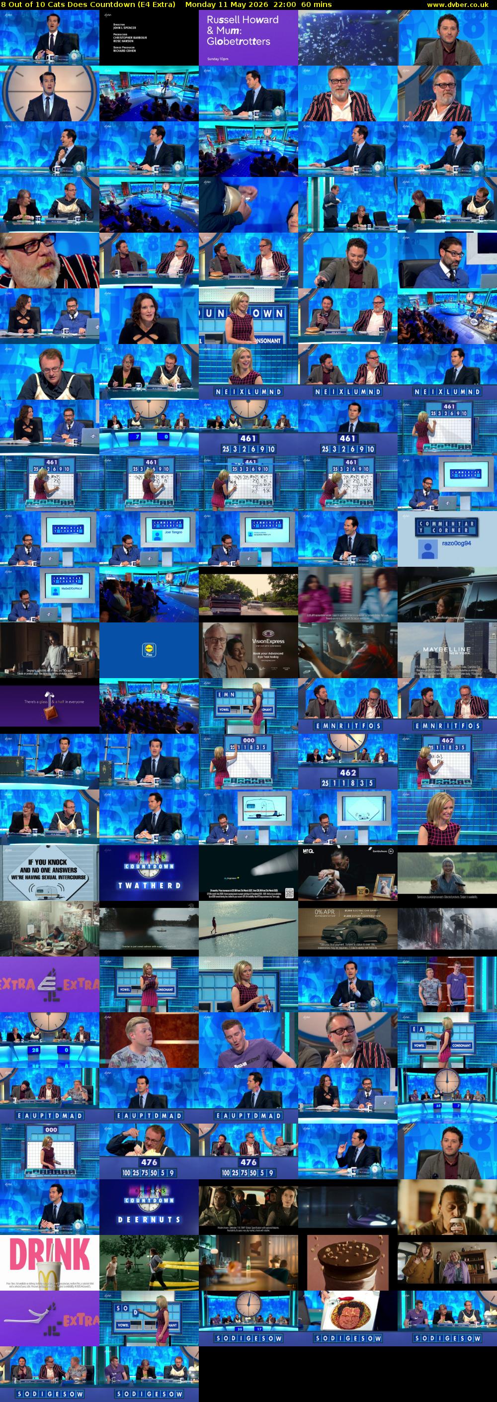8 Out of 10 Cats Does Countdown (E4 Extra) Monday 11 May 2026 22:00 - 23:00