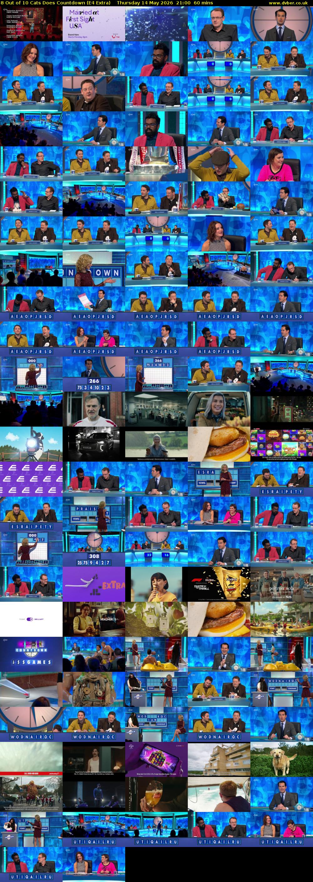 8 Out of 10 Cats Does Countdown (E4 Extra) Thursday 14 May 2026 21:00 - 22:00