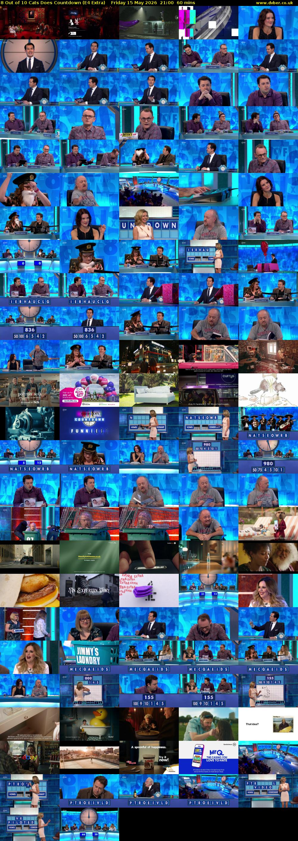 8 Out of 10 Cats Does Countdown (E4 Extra) Friday 15 May 2026 21:00 - 22:00