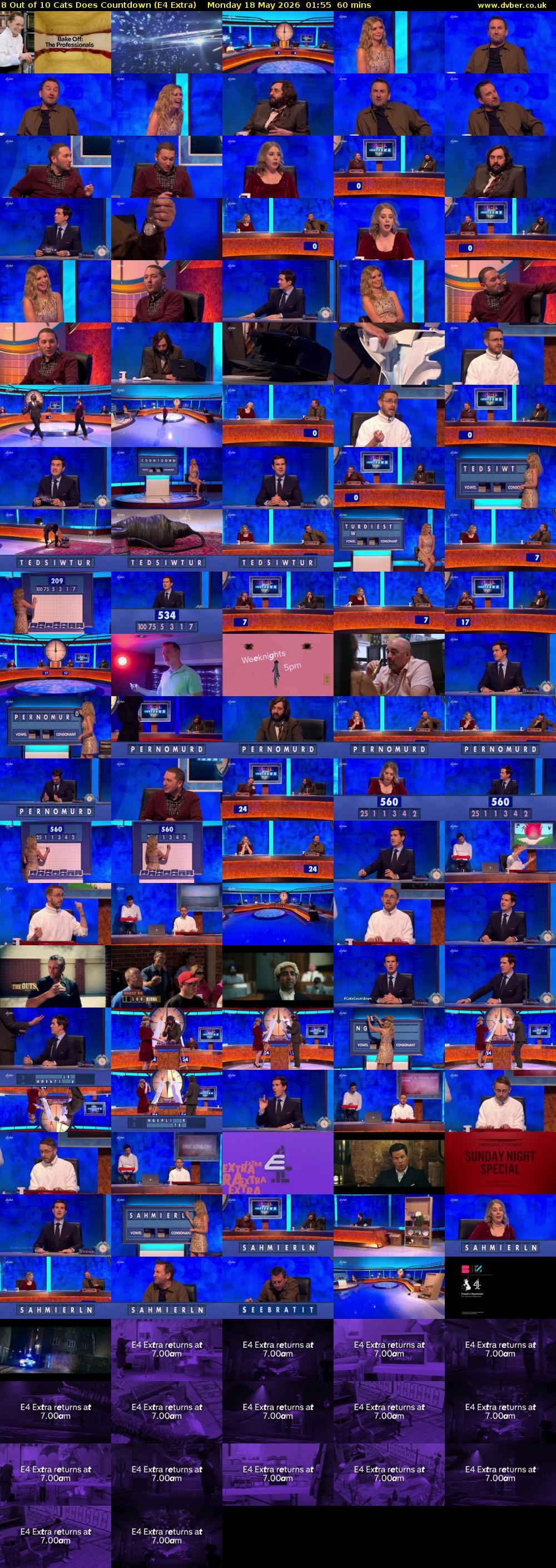 8 Out of 10 Cats Does Countdown (E4 Extra) Monday 18 May 2026 01:55 - 02:55