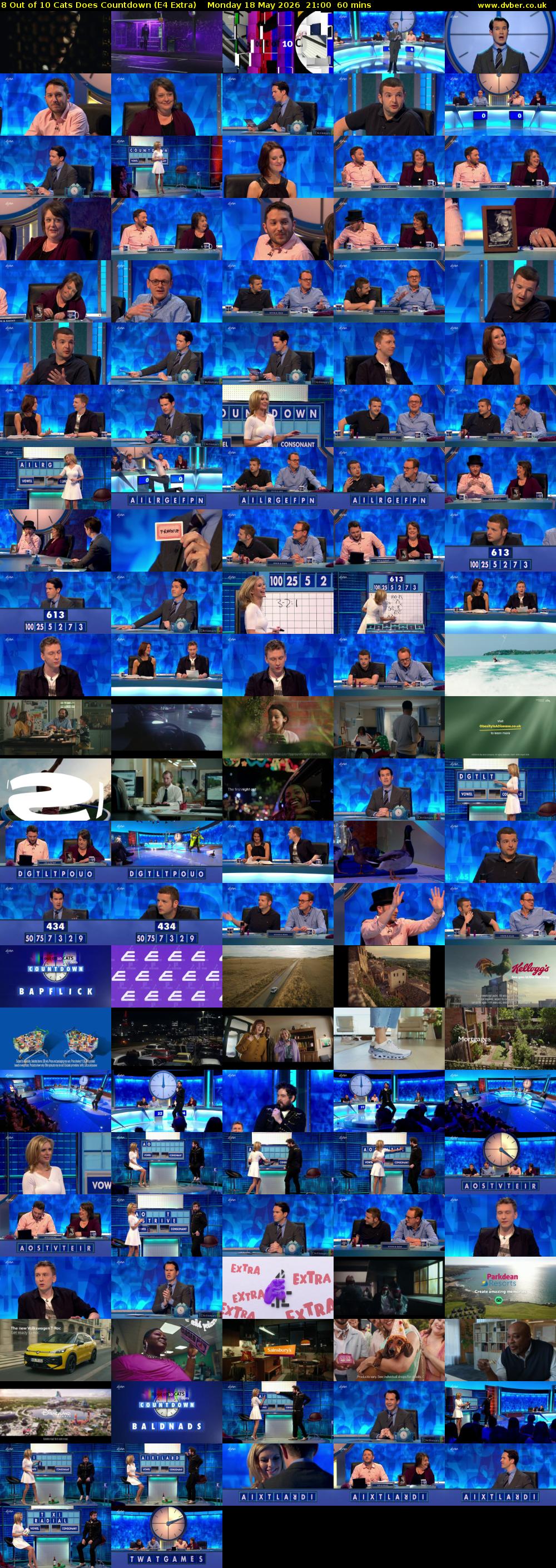 8 Out of 10 Cats Does Countdown (E4 Extra) Monday 18 May 2026 21:00 - 22:00