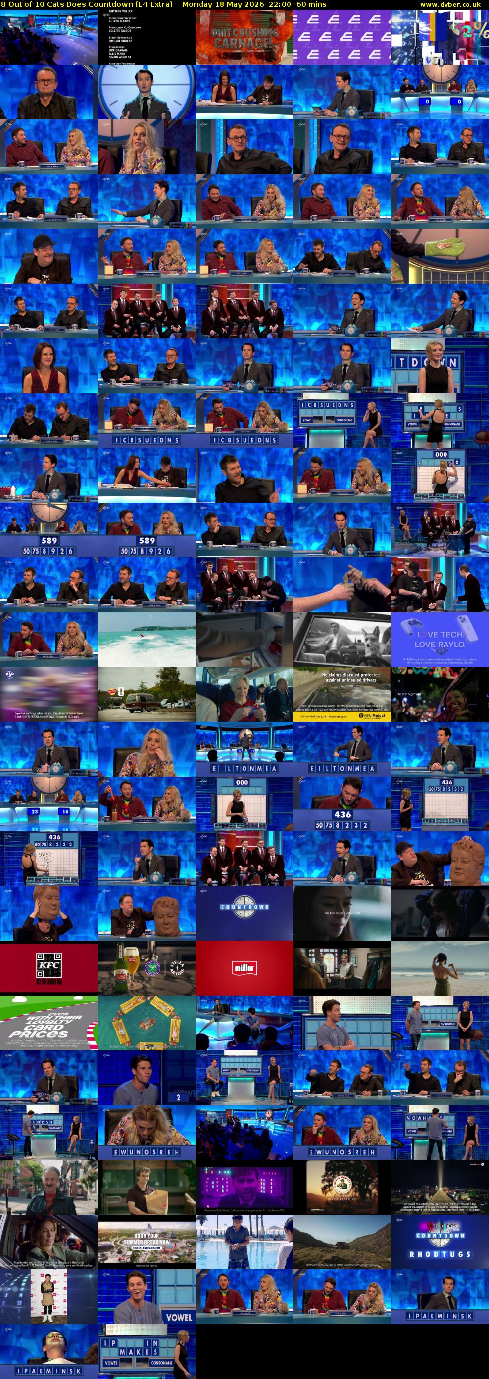 8 Out of 10 Cats Does Countdown (E4 Extra) Monday 18 May 2026 22:00 - 23:00