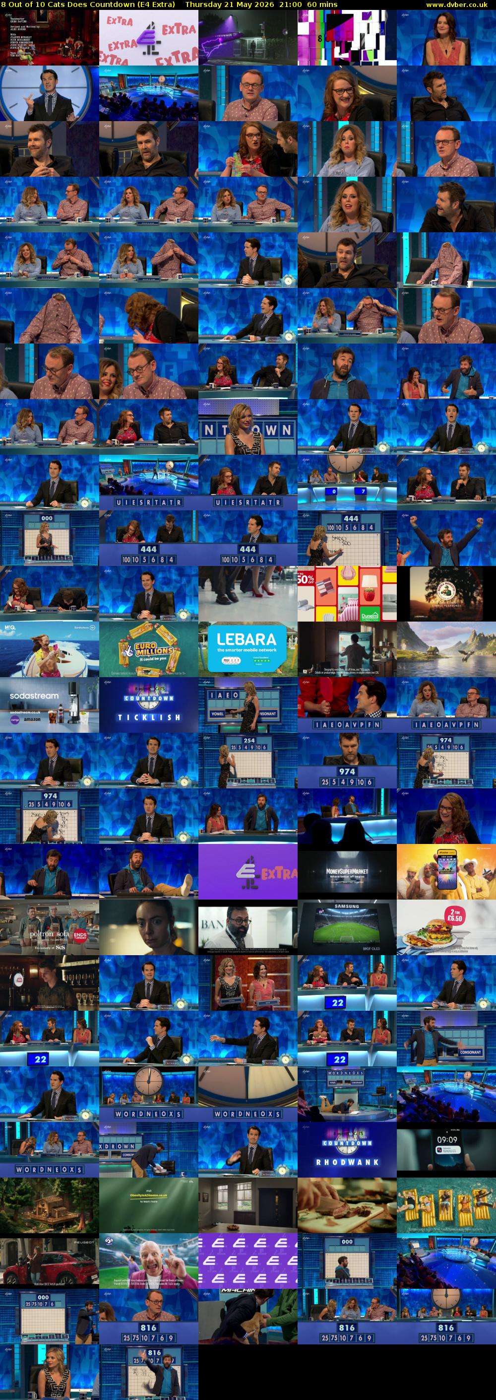 8 Out of 10 Cats Does Countdown (E4 Extra) Thursday 21 May 2026 21:00 - 22:00