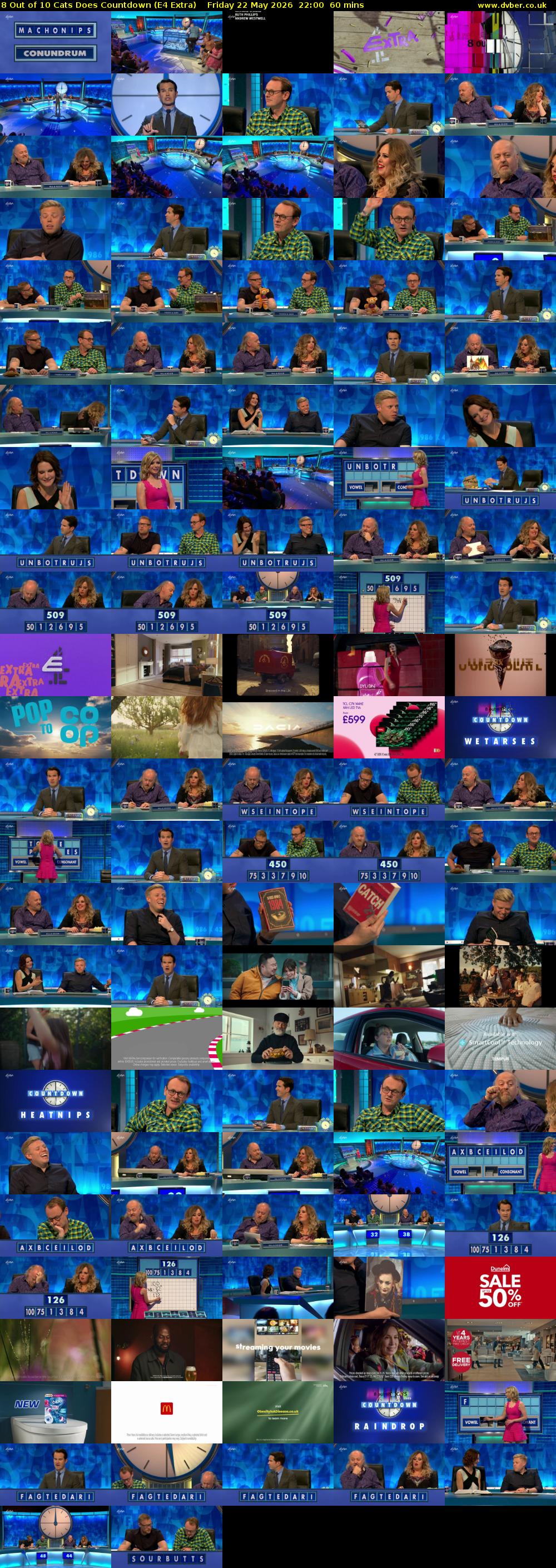 8 Out of 10 Cats Does Countdown (E4 Extra) Friday 22 May 2026 22:00 - 23:00