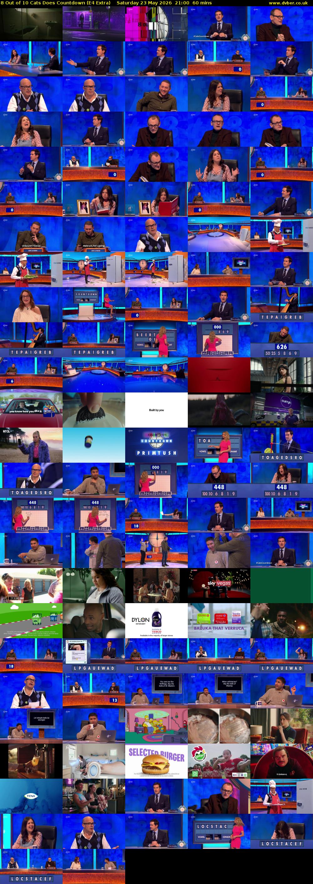8 Out of 10 Cats Does Countdown (E4 Extra) Saturday 23 May 2026 21:00 - 22:00