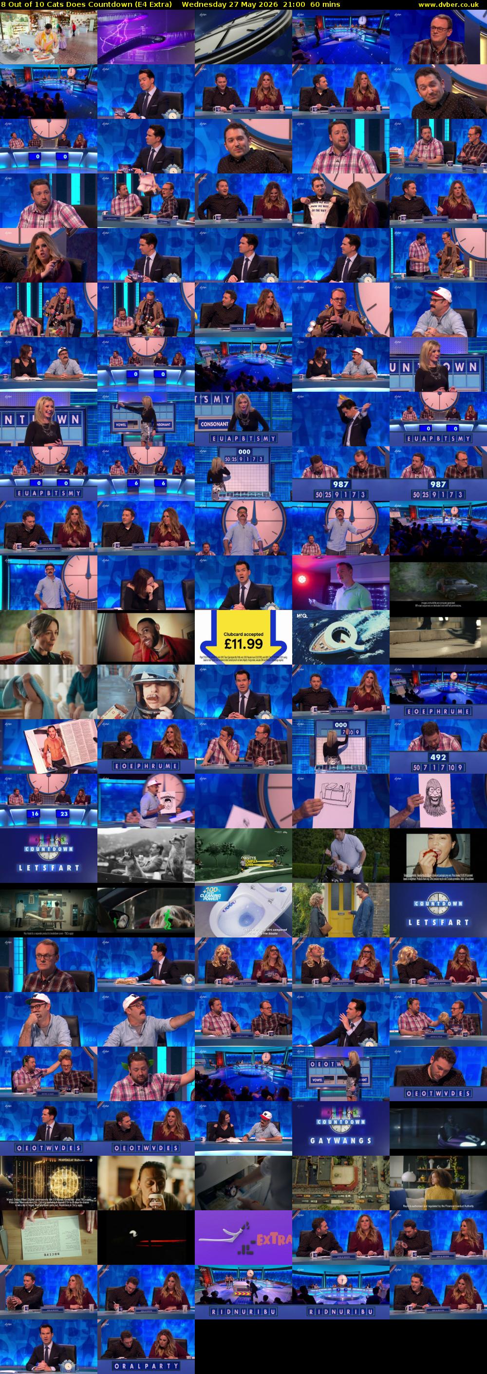 8 Out of 10 Cats Does Countdown (E4 Extra) Wednesday 27 May 2026 21:00 - 22:00