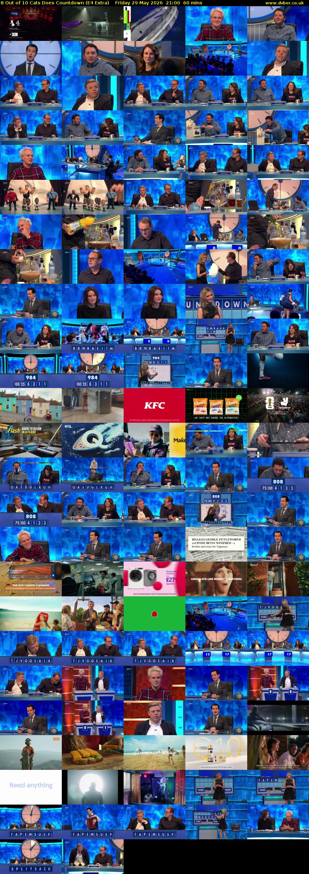 8 Out of 10 Cats Does Countdown (E4 Extra) Friday 29 May 2026 21:00 - 22:00