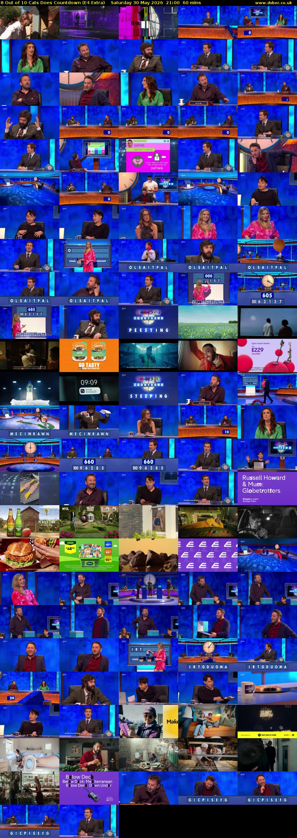 8 Out of 10 Cats Does Countdown (E4 Extra) Saturday 30 May 2026 21:00 - 22:00
