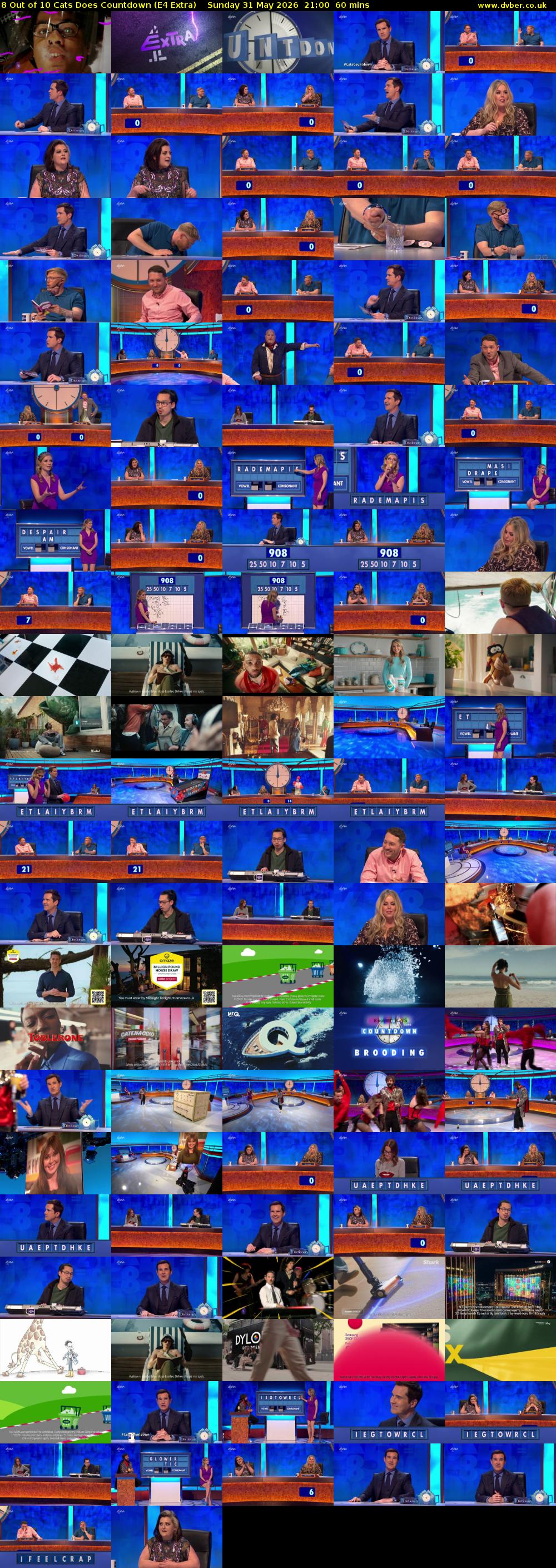 8 Out of 10 Cats Does Countdown (E4 Extra) Sunday 31 May 2026 21:00 - 22:00
