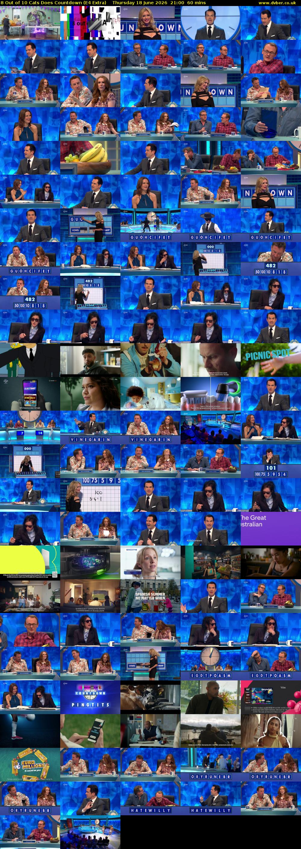 8 Out of 10 Cats Does Countdown (E4 Extra) Thursday 18 June 2026 21:00 - 22:00