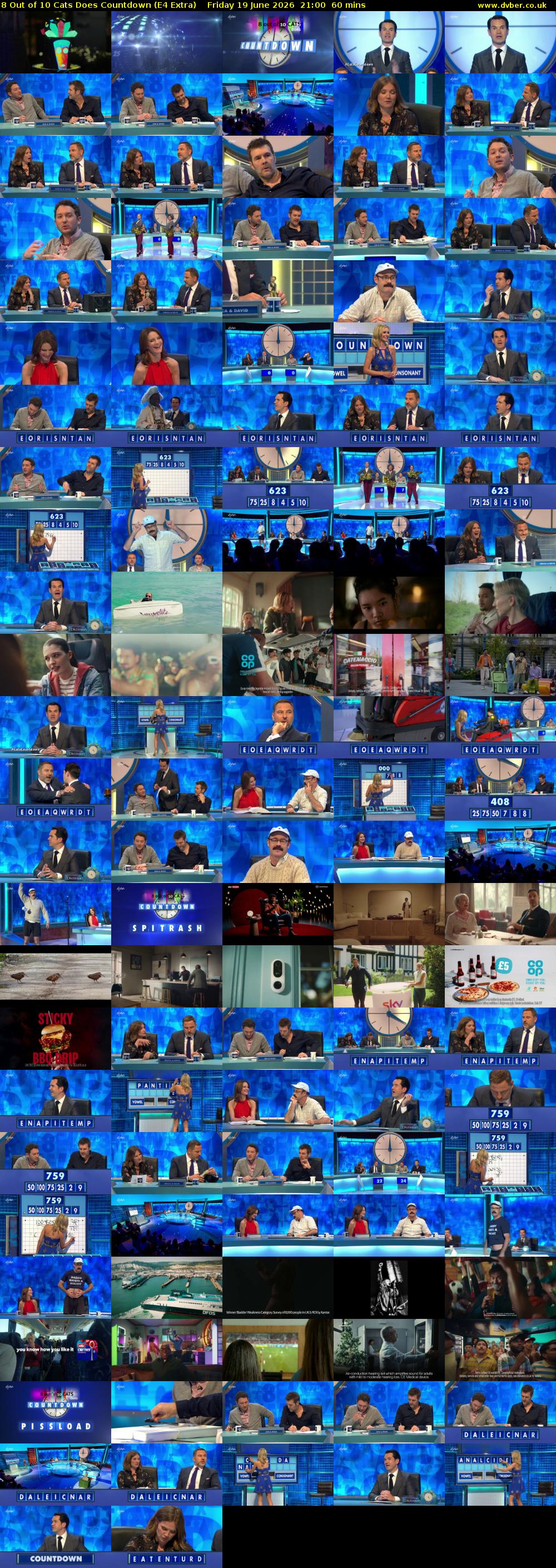 8 Out of 10 Cats Does Countdown (E4 Extra) Friday 19 June 2026 21:00 - 22:00