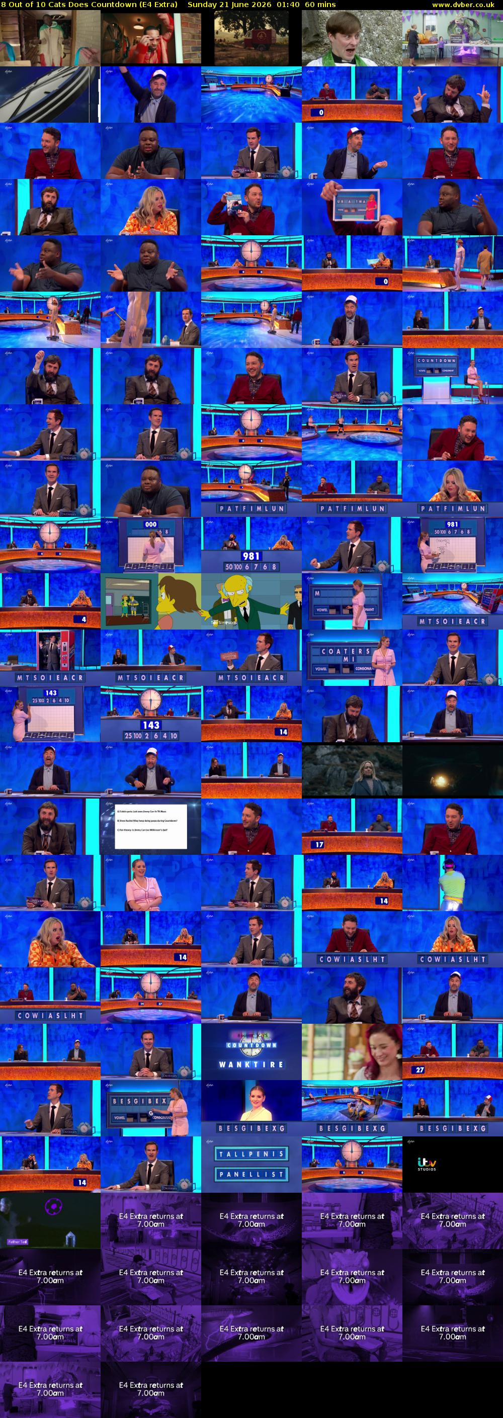 8 Out of 10 Cats Does Countdown (E4 Extra) Sunday 21 June 2026 01:40 - 02:40