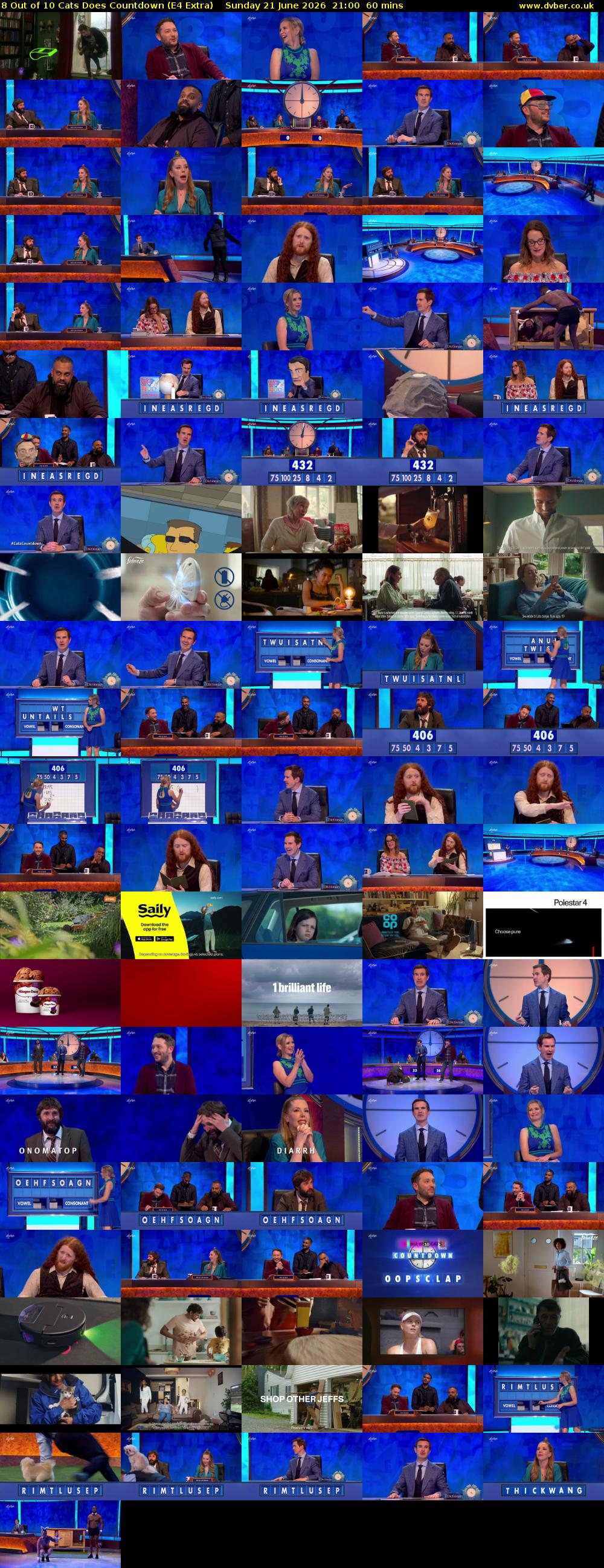8 Out of 10 Cats Does Countdown (E4 Extra) Sunday 21 June 2026 21:00 - 22:00