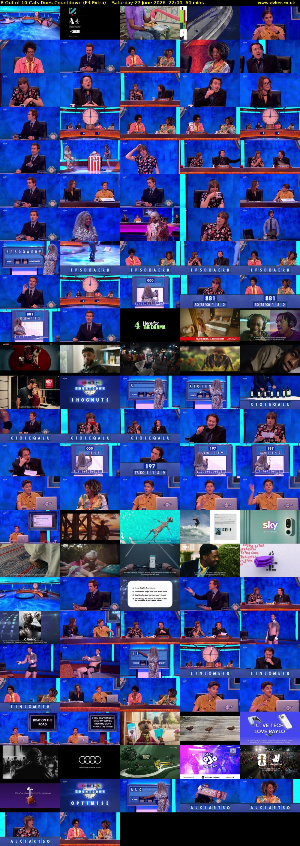 8 Out of 10 Cats Does Countdown (E4 Extra) Saturday 27 June 2026 22:00 - 23:00