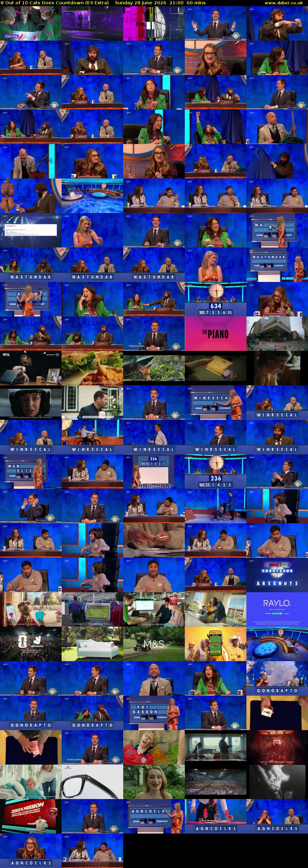 8 Out of 10 Cats Does Countdown (E4 Extra) Sunday 28 June 2026 21:00 - 22:00