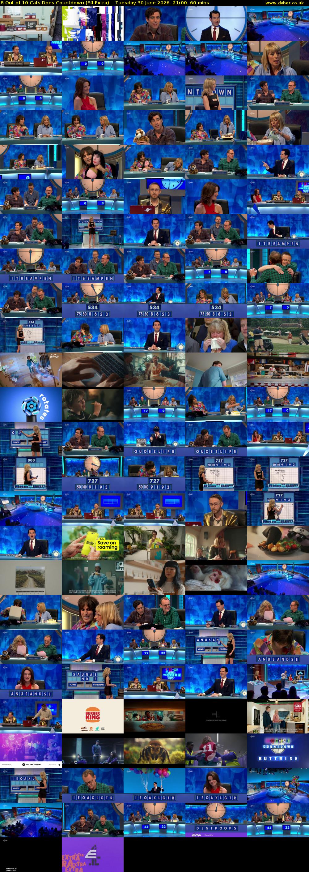 8 Out of 10 Cats Does Countdown (E4 Extra) Tuesday 30 June 2026 21:00 - 22:00