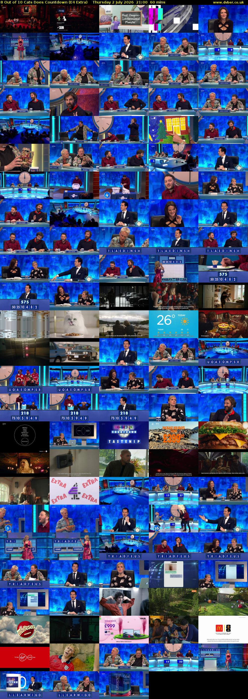 8 Out of 10 Cats Does Countdown (E4 Extra) Thursday 2 July 2026 21:00 - 22:00