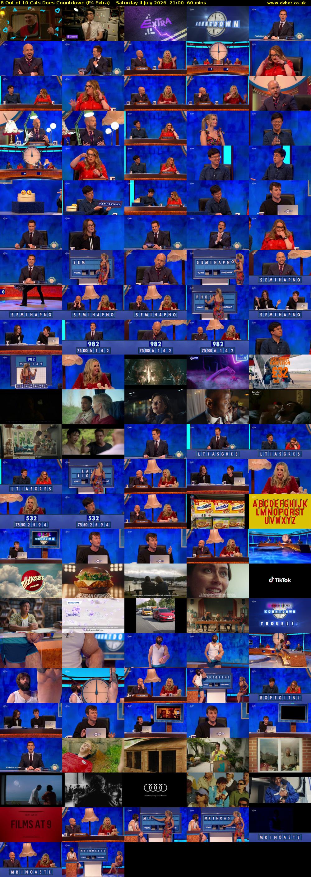 8 Out of 10 Cats Does Countdown (E4 Extra) Saturday 4 July 2026 21:00 - 22:00