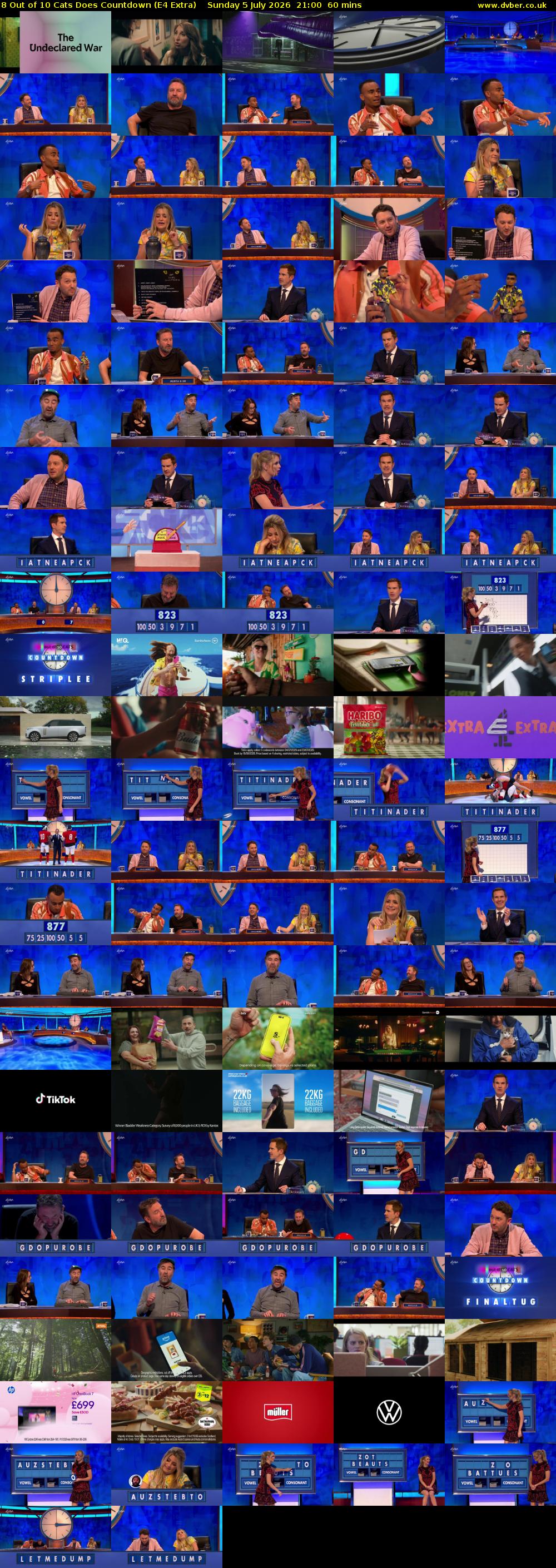 8 Out of 10 Cats Does Countdown (E4 Extra) Sunday 5 July 2026 21:00 - 22:00