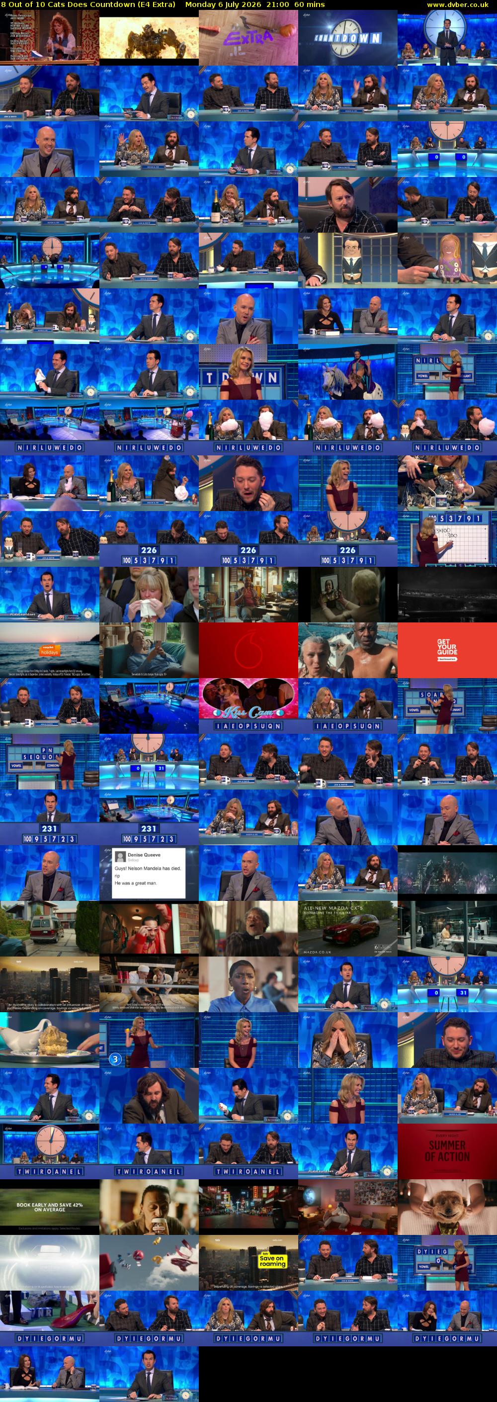 8 Out of 10 Cats Does Countdown (E4 Extra) Monday 6 July 2026 21:00 - 22:00