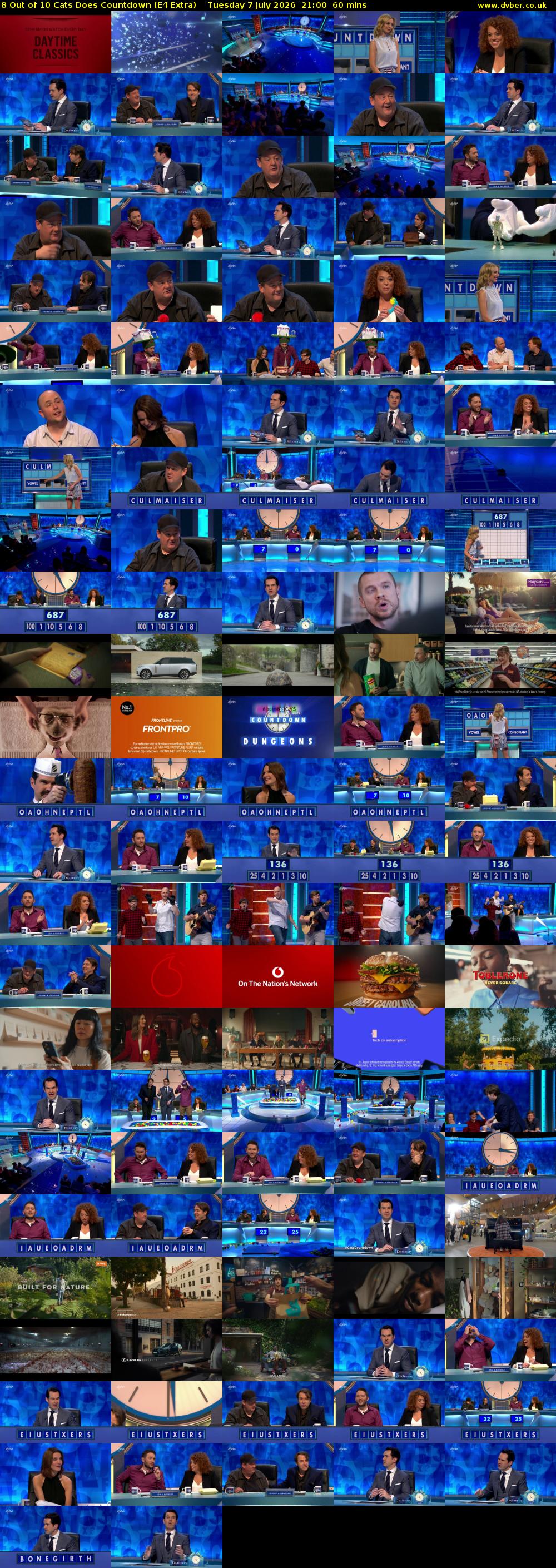 8 Out of 10 Cats Does Countdown (E4 Extra) Tuesday 7 July 2026 21:00 - 22:00