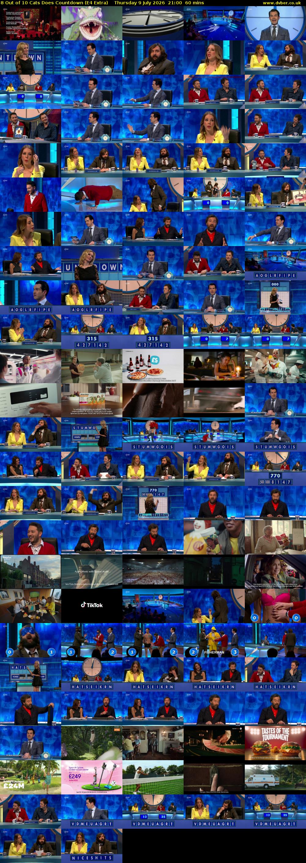 8 Out of 10 Cats Does Countdown (E4 Extra) Thursday 9 July 2026 21:00 - 22:00