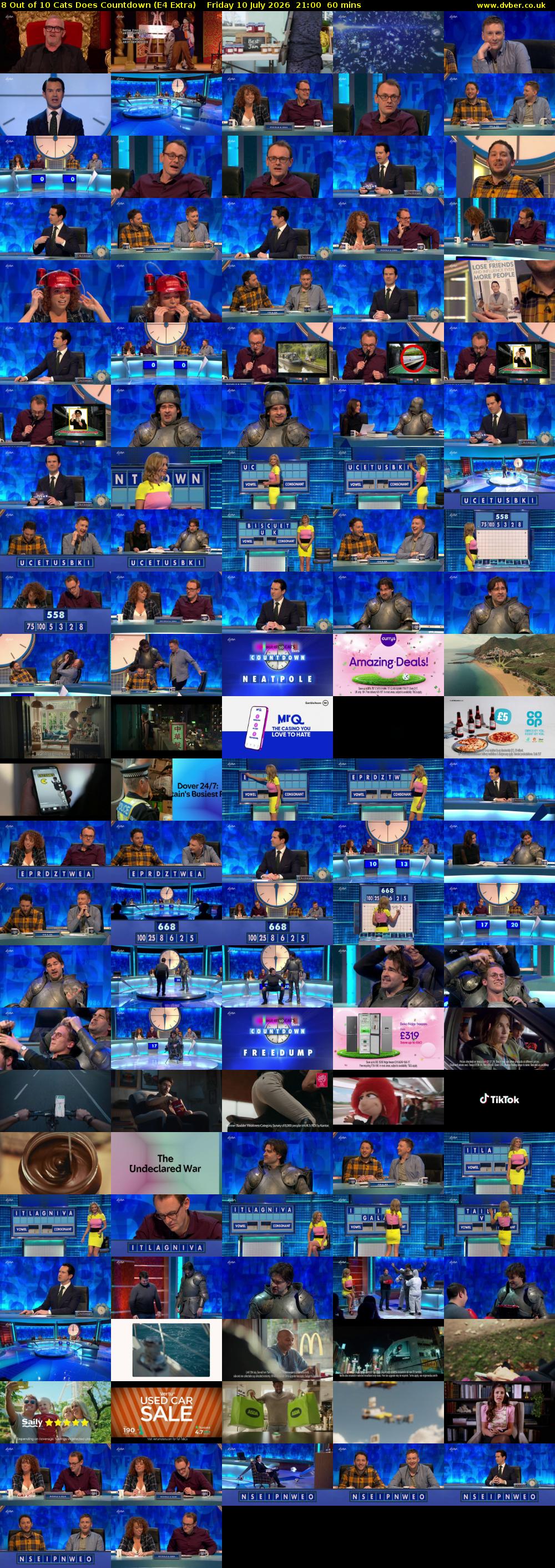 8 Out of 10 Cats Does Countdown (E4 Extra) Friday 10 July 2026 21:00 - 22:00