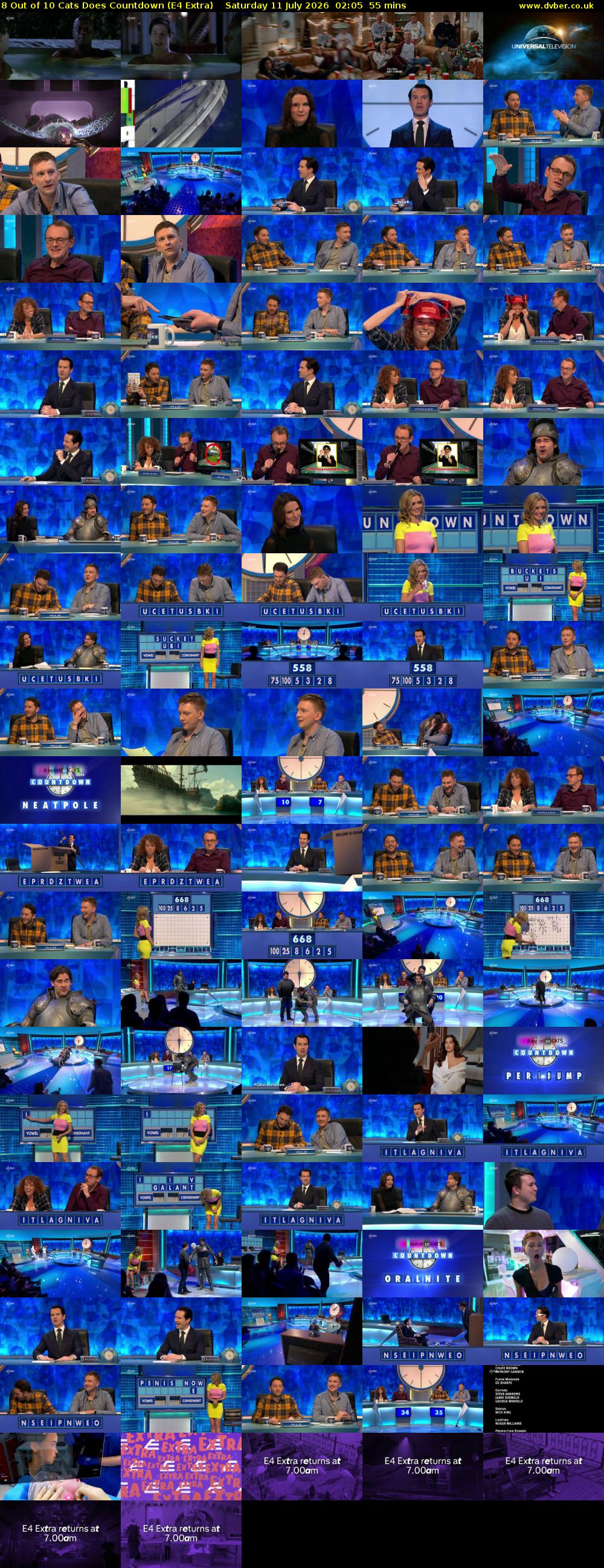 8 Out of 10 Cats Does Countdown (E4 Extra) Saturday 11 July 2026 02:05 - 03:00