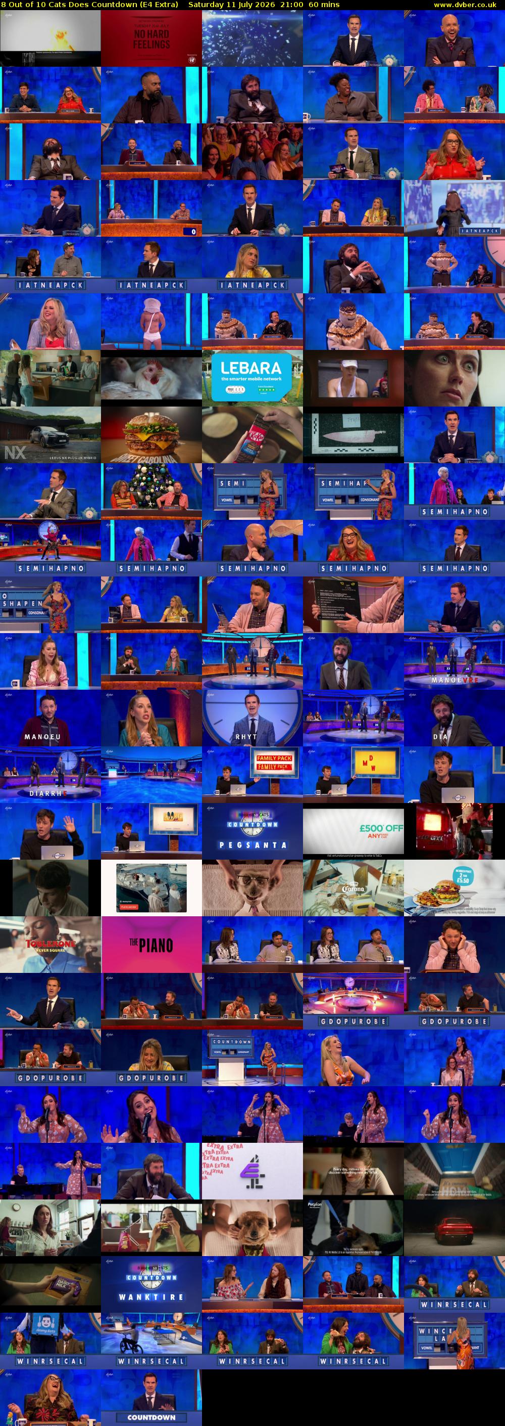 8 Out of 10 Cats Does Countdown (E4 Extra) Saturday 11 July 2026 21:00 - 22:00