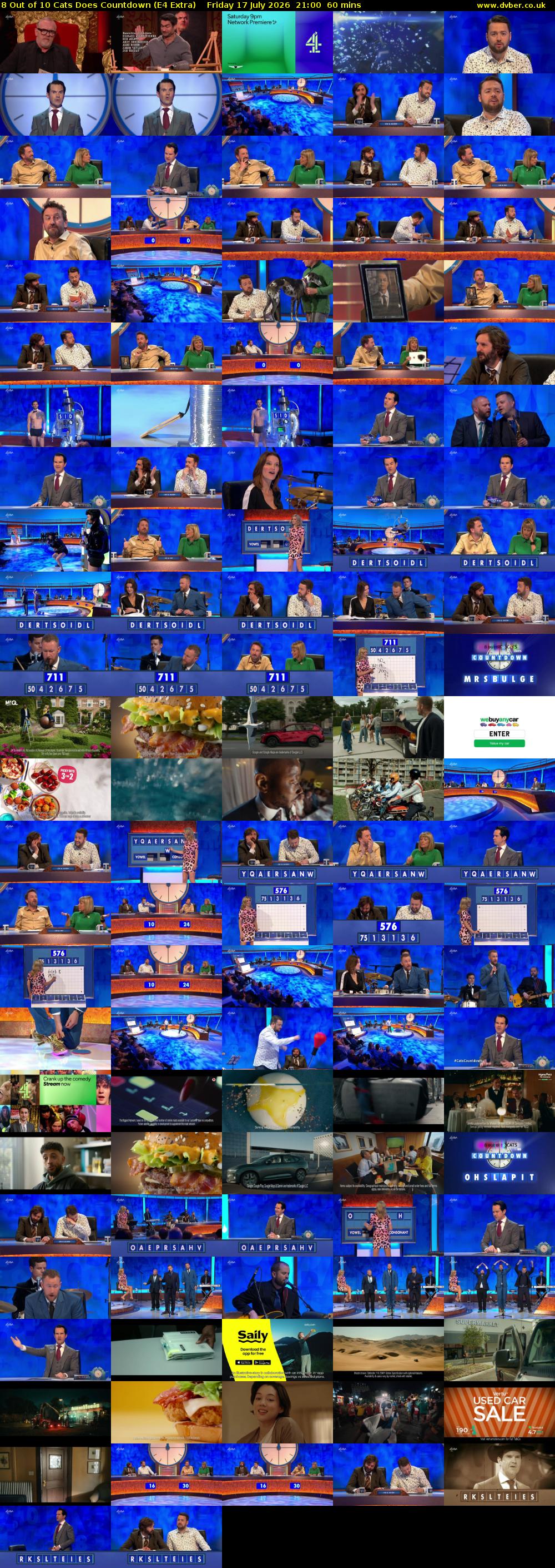8 Out of 10 Cats Does Countdown (E4 Extra) Friday 17 July 2026 21:00 - 22:00
