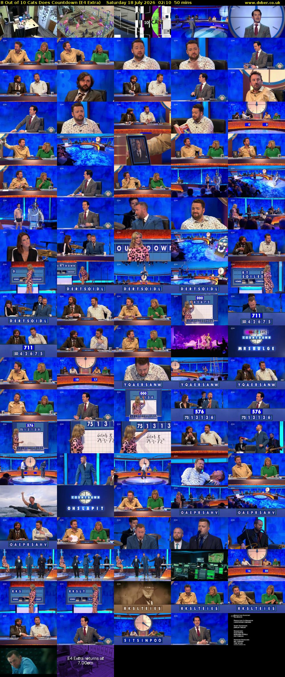 8 Out of 10 Cats Does Countdown (E4 Extra) Saturday 18 July 2026 02:10 - 03:00