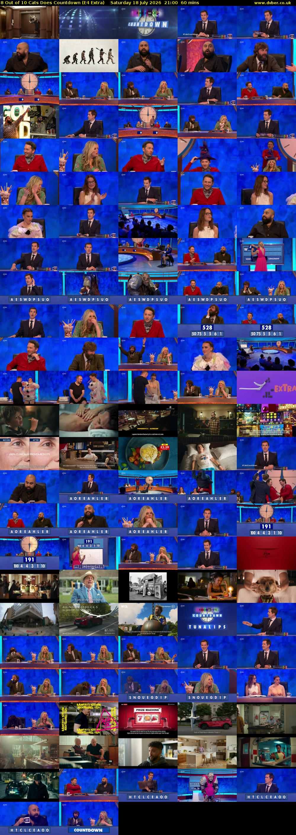 8 Out of 10 Cats Does Countdown (E4 Extra) Saturday 18 July 2026 21:00 - 22:00
