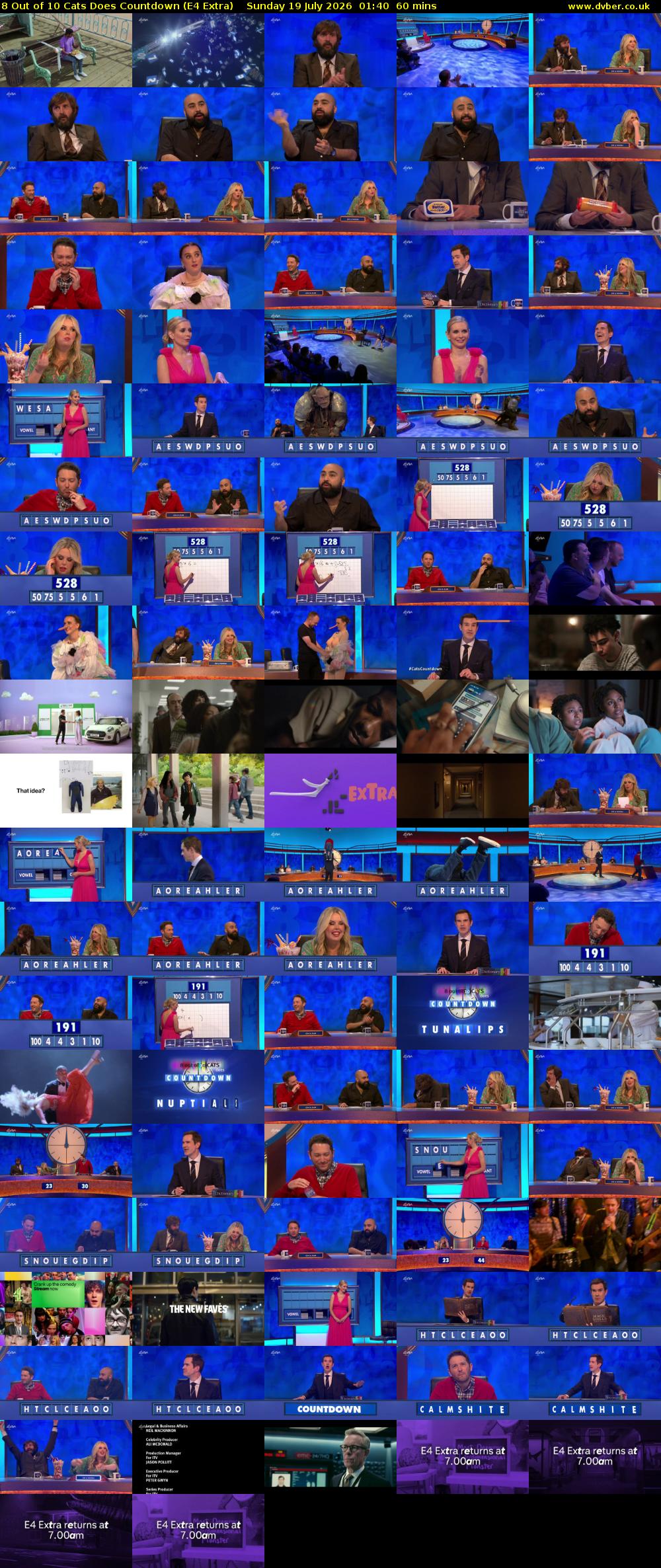 8 Out of 10 Cats Does Countdown (E4 Extra) Sunday 19 July 2026 01:40 - 02:40