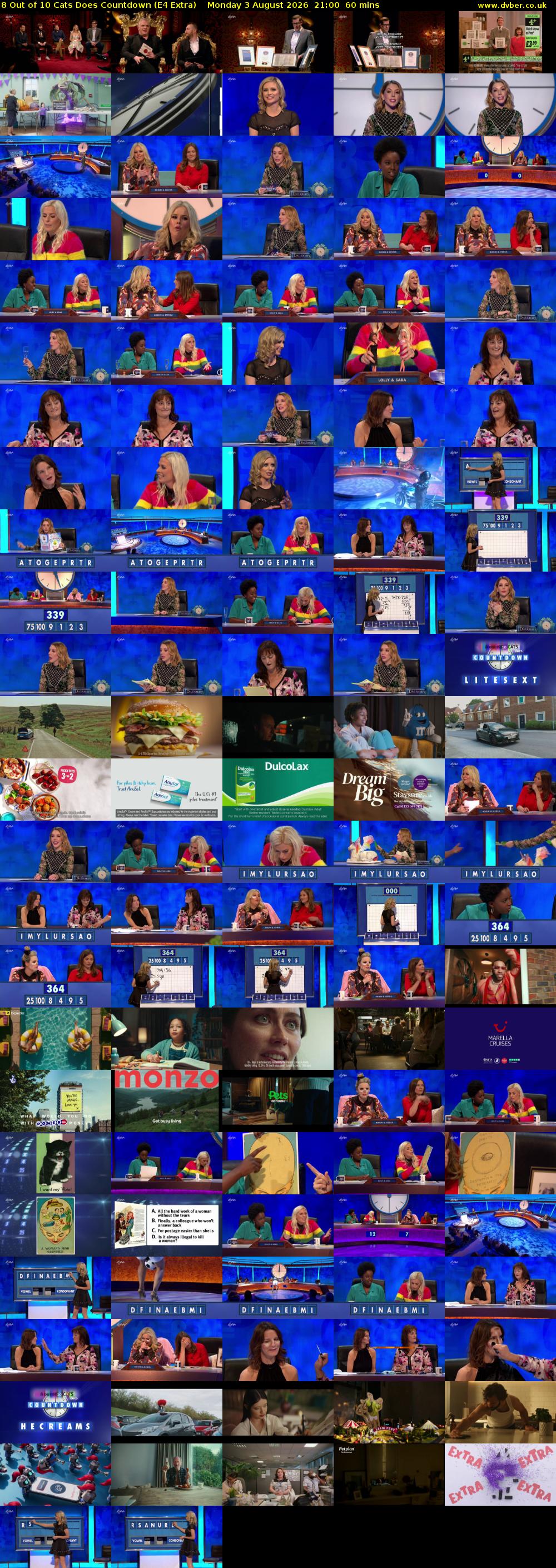 8 Out of 10 Cats Does Countdown (E4 Extra) Monday 3 August 2026 21:00 - 22:00