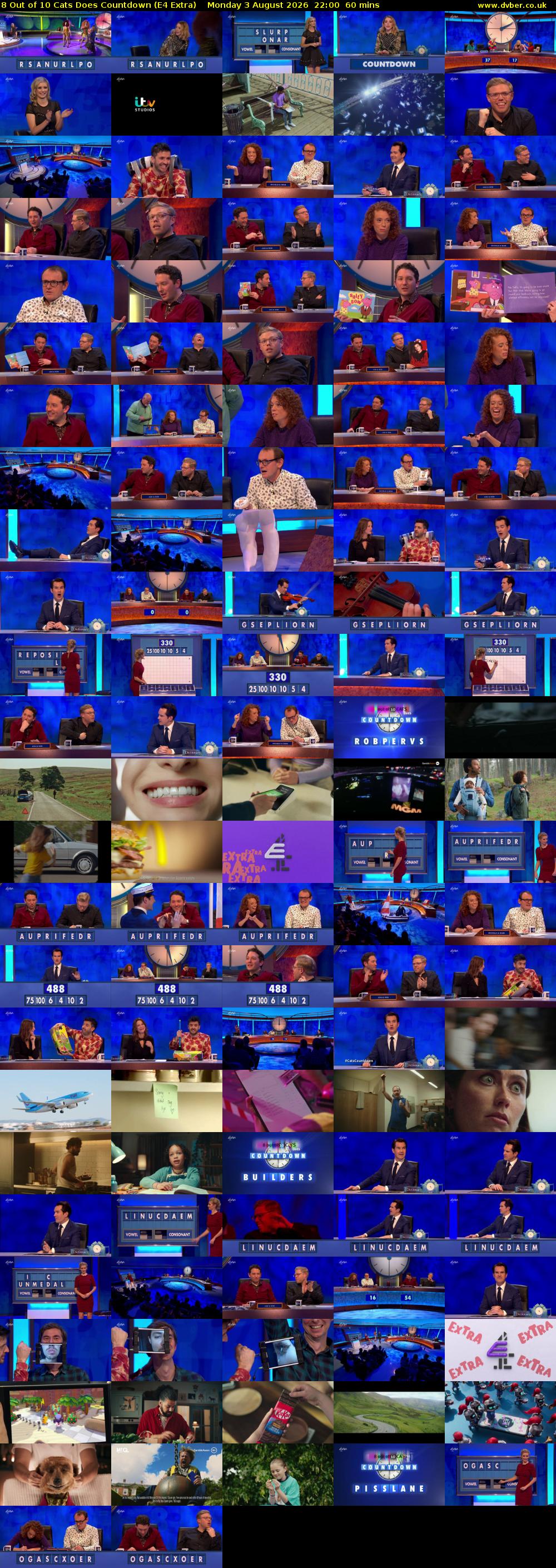 8 Out of 10 Cats Does Countdown (E4 Extra) Monday 3 August 2026 22:00 - 23:00