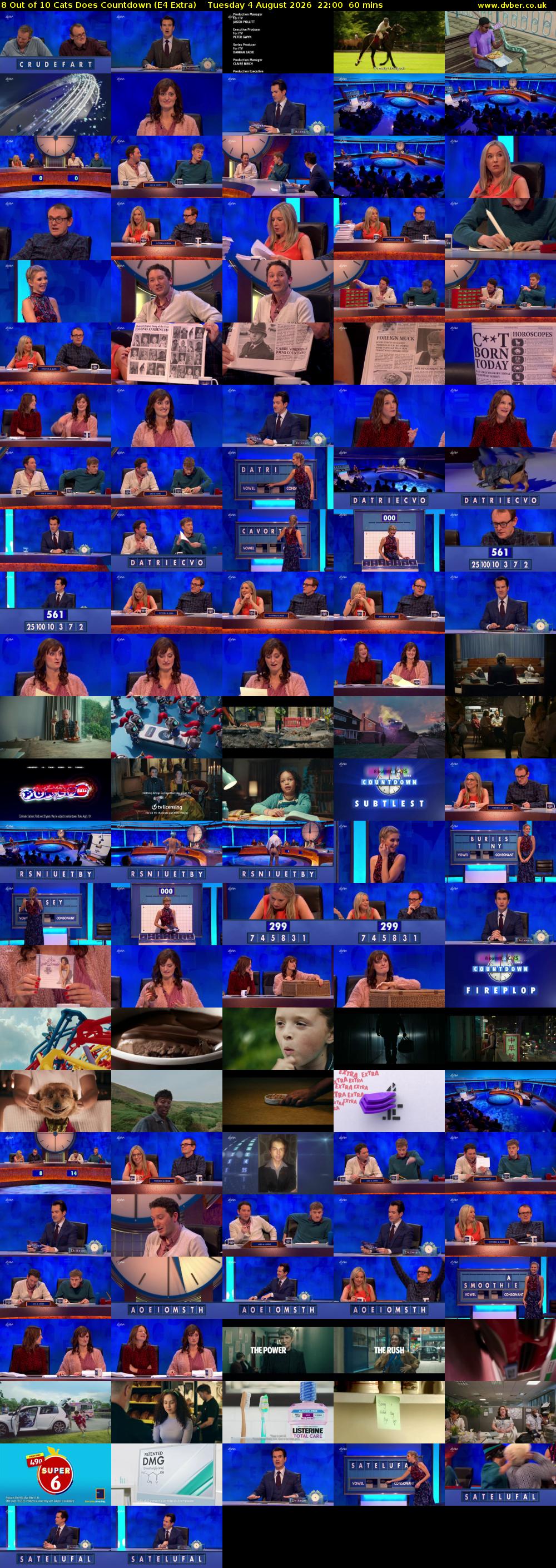 8 Out of 10 Cats Does Countdown (E4 Extra) Tuesday 4 August 2026 22:00 - 23:00